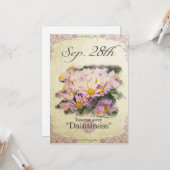 Birthday bloemen op 28 september "Tatarian aster" Kaart (Voorkant / Achterkant in situ)