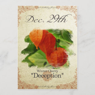 Birthday bloemen op 29 december "Winter Cherry" Kaart