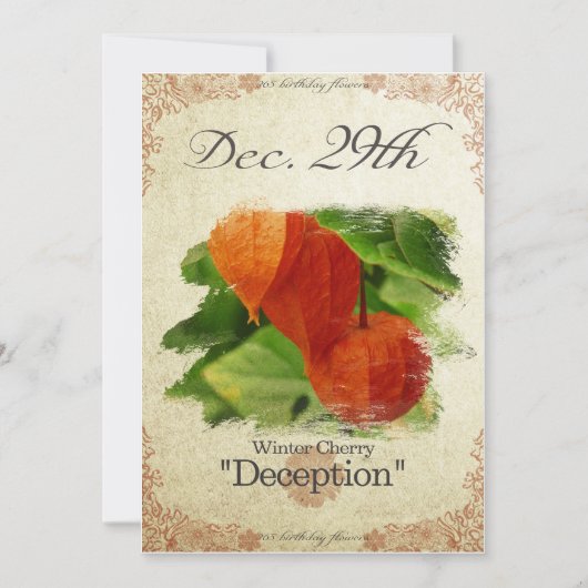 Birthday bloemen op 29 december "Winter Cherry" Kaart (Voorkant)