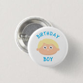 Birthday Blonde Boy Ronde Button 3,2 Cm (Voorkant /achterkant)