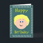 Birthday Blonde Hair Dad from Son Kaart<br><div class="desc">een schattige whimsy kaart voor een zoon om zijn vader te geven op zijn verjaardag of je eigen kans te maken. Verander de achtergrondkleur en de woorden op voor en binnen voor een pas kaart voor vader aan. Ik heb een andere combinatie van haarkleuren nodig, zodat ik weet dat ik...</div>