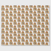 Birthday Bloodhound met Sheriff Cowboy Pet Cadeaupapier (Vlak)