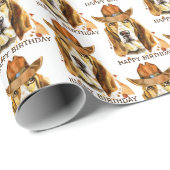 Birthday Bloodhound met Sheriff Cowboy Pet Cadeaupapier (Rol Hoek)