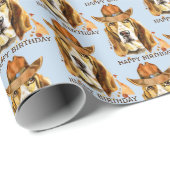Birthday Bloodhound met Sheriff Cowboy Pet Cadeaupapier (Rol Hoek)