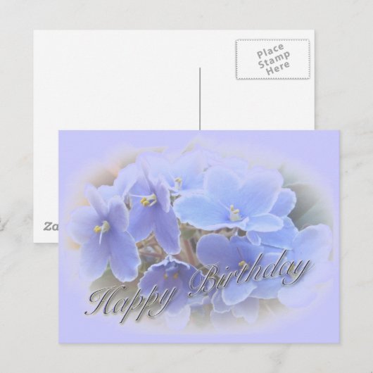 Birthday Blue African Violets Briefkaart (Voorkant / Achterkant)