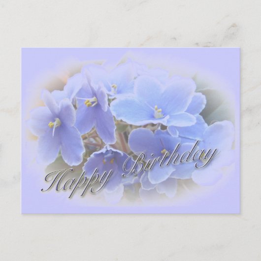 Birthday Blue African Violets Briefkaart (Voorkant)