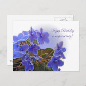 Birthday Blue African Violets Briefkaart (Voorkant / Achterkant)