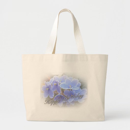 Birthday Blue African Violets Grote Tote Bag (Voorkant)