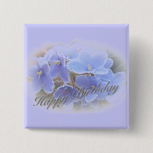 Birthday Blue African Violets Vierkante Button 5,1 Cm (Voorkant)