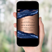 Birthday blue agate marmer roos gold kaart