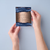 Birthday blue agate roos gold budget uitnodiging flyer (Hand)