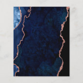 Birthday blue agate roos gold budget uitnodiging flyer (Achterkant)