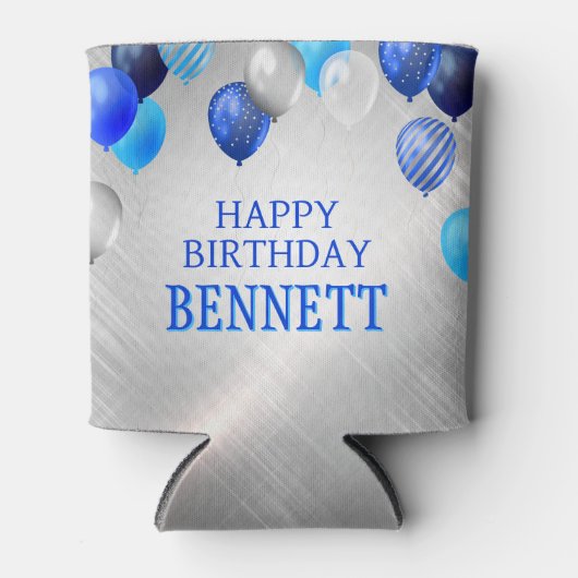 Birthday Blue-ballonnen Blikjeskoeler (Voorkant)