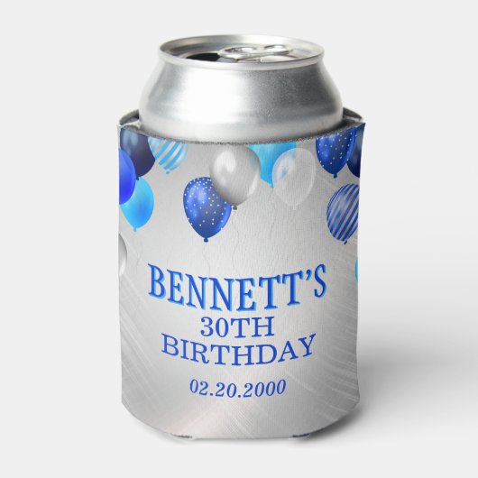 Birthday Blue-ballonnen Blikjeskoeler (Blikje Voorkant)