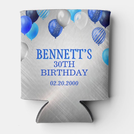 Birthday Blue-ballonnen Blikjeskoeler (Voorkant)