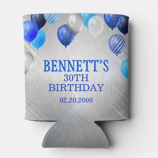 Birthday Blue-ballonnen Blikjeskoeler (Achterkant)