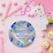 Birthday Blue-ballonnen Papieren Bordje (Feest)