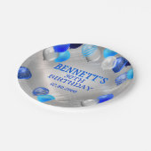 Birthday Blue-ballonnen Papieren Bordje (Gekanteld)