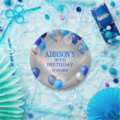 Birthday Blue-ballonnen Papieren Bordje (Feest)