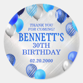 Birthday Blue-ballonnen Ronde Sticker
