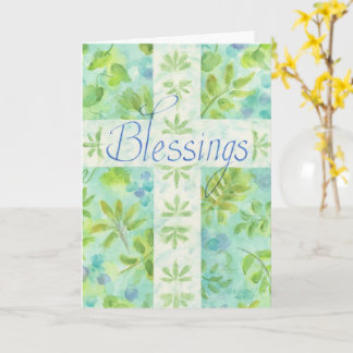 Birthday Blue Blessings Cross Wenskaart Kaart