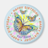 Birthday Blue Butterfly Magneet (Voorkant)
