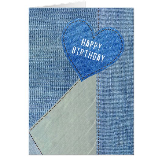 Birthday Blue Denim Heart (Voorkant)