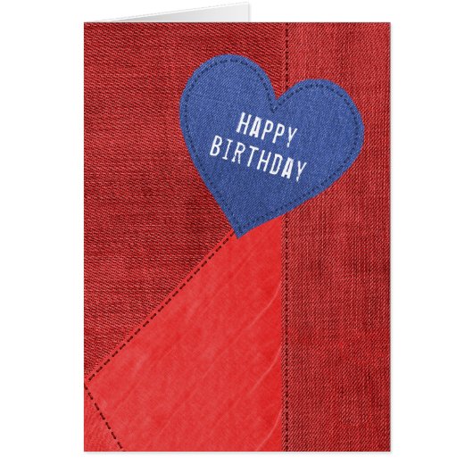 Birthday Blue Denim Heart (Voorkant)