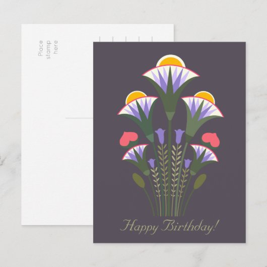Birthday Blue Egyptian lotus ornament CC1020 Briefkaart (Voorkant / Achterkant)