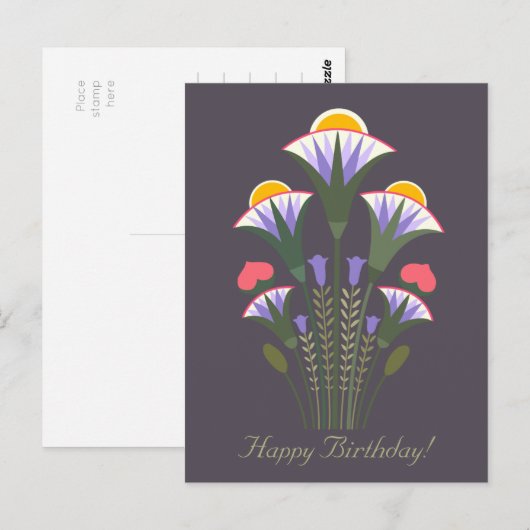 Birthday Blue Egyptian lotus ornament CC1020 Briefkaart (Voorkant / Achterkant)