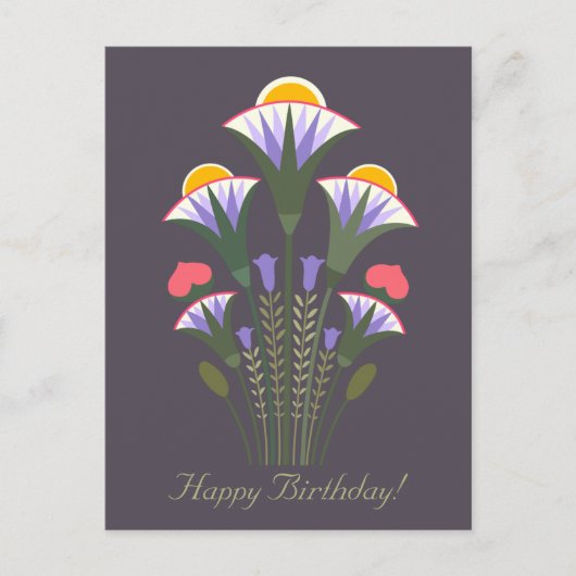 Birthday Blue Egyptian lotus ornament CC1020 Briefkaart (Voorkant)