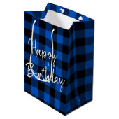 Birthday Blue en Black Buffalo Play Medium Cadeauzakje (Voorkant Gekanteld)