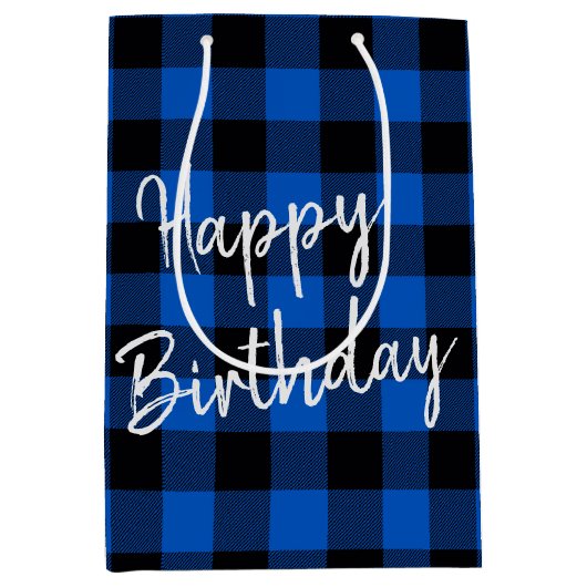 Birthday Blue en Black Buffalo Play Medium Cadeauzakje (Voorkant)