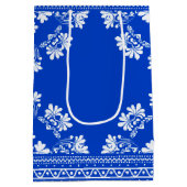 Birthday Blue en White Bandanna Medium Gift Bag Medium Cadeauzakje (Achterkant)