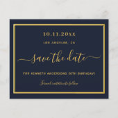 Birthday blue gold budget, behalve datum flyer (Voorkant)