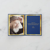 Birthday blue gold confetti foto bedankkaart (Binnen)