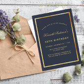 Birthday blue gold klassiek simpel kaart