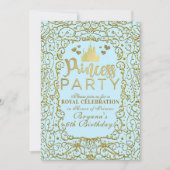 Birthday Blue & Gold Royal Castle PRINCESS Kaart (Voorkant)