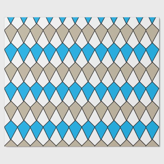 Birthday Blue Grey Diamond Pattern Cadeaupapier (Vlak)