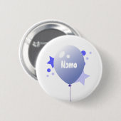 Birthday Blue Party ballon Name Button (Voorkant /achterkant)
