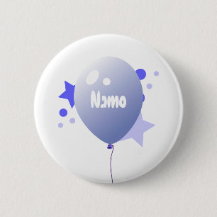 Birthday Blue Party Ballonnaam Button