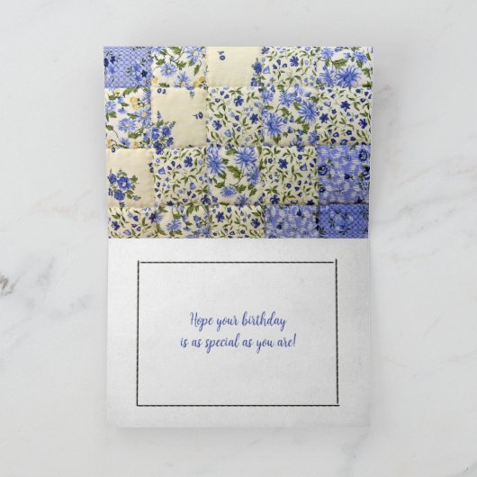 Birthday Blue Quilt met Needle Kaart (Binnen)