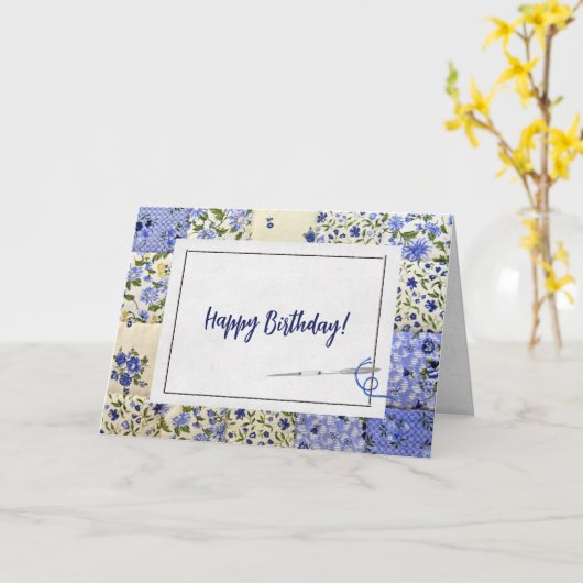 Birthday Blue Quilt met Needle Kaart (Gele Bloem)