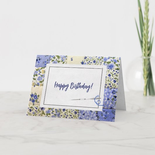 Birthday Blue Quilt met Needle Kaart (Voorkant)