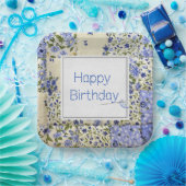 Birthday Blue Quilt met Needle Papieren Bordje (Feest)