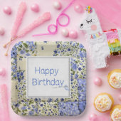 Birthday Blue Quilt met Needle Papieren Bordje (Feest)
