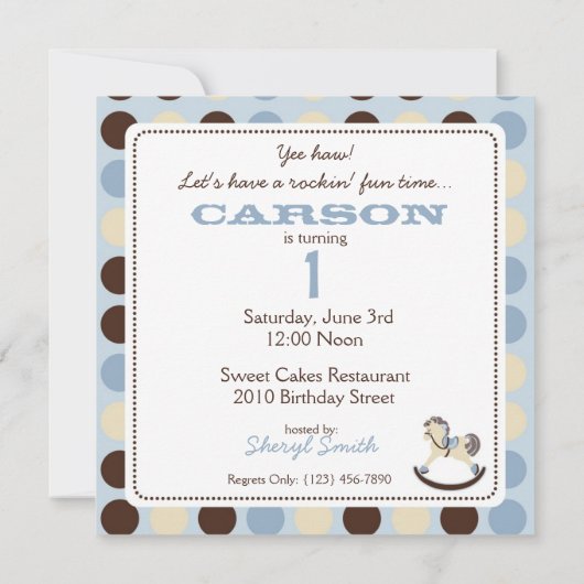 Birthday Blue Rocking Horse Kaart (Achterkant)