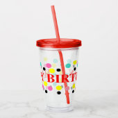Birthday Blue roze Black Yellow Polka Dots Acryl Drinkbeker (Links)