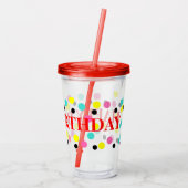 Birthday Blue roze Black Yellow Polka Dots Acryl Drinkbeker (Achterkant)