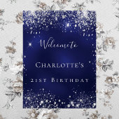 Birthday blue Silver Glitter welkom Perfect Poster